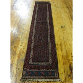1'10 x 9'3 Navy Blue Hand Knotted Wool Sumak Runner Rug