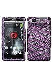Purple Zebra Diamante Diamond Crystal Bling Case for Motorola Droid X (MB81 ....