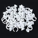 G2PLUS&reg; 100PCS Disposable Plastic Nail Art Tattoo Glue Holder Eyelash Extension Rings Adhesive Pigment Holders Finger Hand Beauty Tools