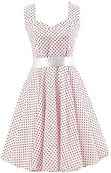 Cotton Polka Dot Print Halter Cocktail Vintage Bridesmaid Dress/Party Dress 