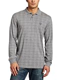 IZOD Mens Long Sleeve Print Interlock Polo Medium Grey Heather Large