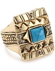 House of Harlow 1960 Gold-Plated Cushion Cocktail Ring with Turquoise-Color Stone