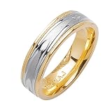 Band Designer Mens 6 mm 14K Two Tone Gold Comfort Fit Wedding Band