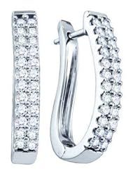 1 cttw 14k White Gold Diamond Huggie Hoop Earrings (Real Diamonds: 1 cttw)