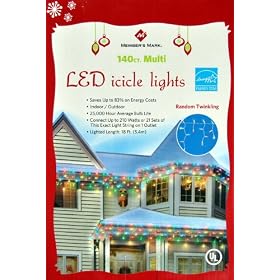 140 Count Icicle Christmas Lights Multi Color by 