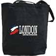Canvas Tote Bag Black " Brush London " United Kingdom Capital