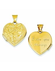 Genuine 14K Yellow Gold Scrolled "Love You Always" Heart Locket 1 Grams Of Gold 100% Satisfaction Guaranteed.