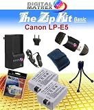 TheZipKit for CANON LP-E5. Includes: 2 LP-E5 1500mAh Ultra High Capacity Batteries made with cells produced in JAPAN or USA, Table-Top Wire Tripod, 110/240 Mini Charger with fold out plug and a DC car adapter, SD/SDHC Card Reader, LCD Protection Film Kit and more. (NON OEM).. Compatible with Canon Digital Rebel T1i, XS & XSi Digital SLR Camera.