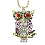 Parched Owl Swarovski Crystal Necklace
