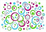 Wall Decor Plus More WDPM221 Wall Vinyl Sticker Decal Circles and Rings, Hot Pink/Lime Green/Ice Blu