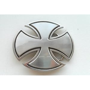 Iron Cross German Cross Belt Buckle Brushed Nickel Look