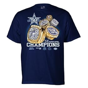 Dallas Cowboys 50th Anniversary 5x Super Bowl Championship Rings T-shirt