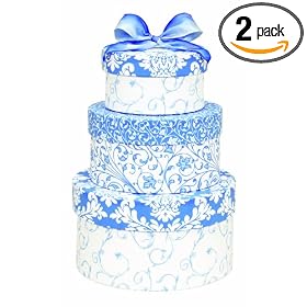 Lady Jayne Ltd. Round Nested Boxes, Fresh Linen Design (Pack of 2)