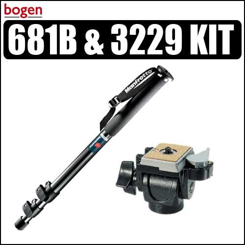 Manfrotto 681B Monopod & 234RC/3229 3D Swivel Tilt QR Head