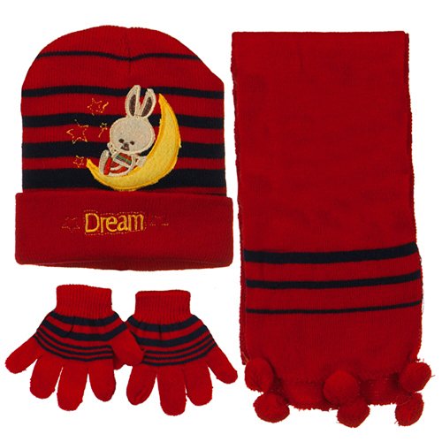 Toddler Dream Knit Hat Gloves and Scarf Set - Red W20S21E