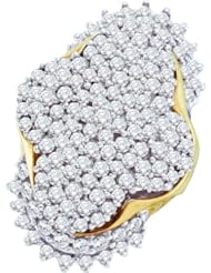 7.00 Carat (ctw) 10k Yellow Gold Round Cut White Diamond Ladies Right Hand Cluster Ring 7 CT