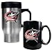 Columbus Blue Jackets NHL Stainless Steel Travel Mug & Black Ceramic Mug Set - Primary Logo by Great American Products