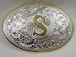 SILVER/GOLD PLATED  MONOGRAM LETTER "S" BELT BUCKLE