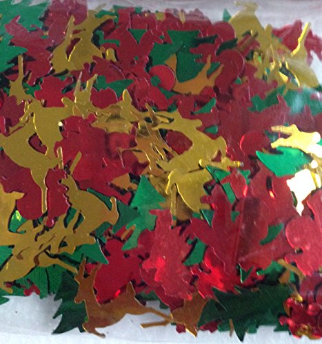 Metallic Christmas Shape Multi Color Confetti 1/2 Oz Tree Reindeer Santa