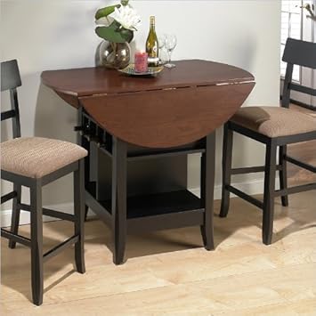 Jofran 3 Piece Counter Height Drop Leaf Dining Set in Black/Brunette Cherry,Jofran,204434