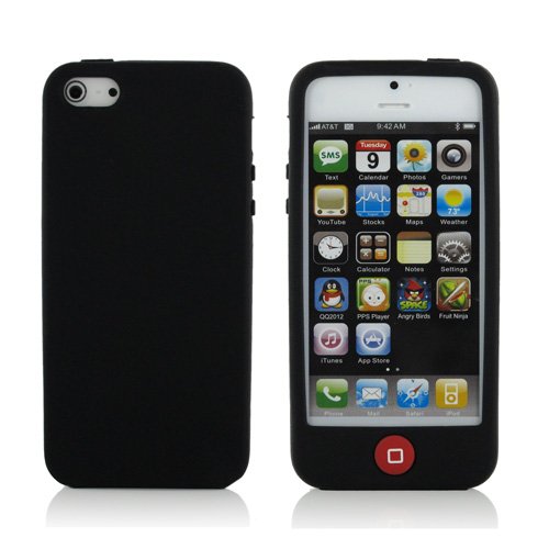 i-Beans【全13色】iPhone5用ソフトケース アイフォン5対応シリコンケース/カバー ボタンタイプ ブラック Soft Case for iPhone 5（7976-13）