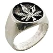 Inlayed Pot Leaf - Sterling Silver Ring