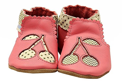 Robeez Cherry Soft Sole Crib Shoe (Infant), Sorbet, 6-12 Months M US