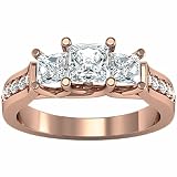 14K Rose Gold Diamond Three Stone Anniversary Ring 1.05 Ct. 51mO alDaSL. SL160 14K Rose Gold Diamond Three Stone Anniversary Ring 1.05 Ct.