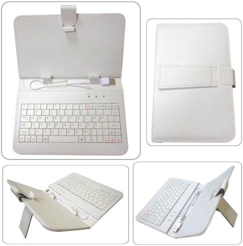 JoyiQi® Universal white Protective carry Leather Cover Case+USB Keyboard For 7" inch Android Tablet PC MID New