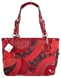51mO64iOjgL. SL160  Coach Signature Patchwork Circle East West Gallery Tote Handbag Red 14004