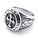 KONOV Classic Vintage Cross Mens Ring, Stainless Steel Band, Size 13