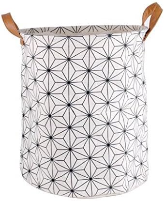 Cotton Fabric Foldable Laundry Basket with Pu Handle ,Storeage Basket with Two Handles