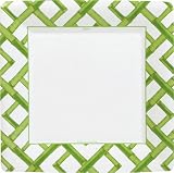 Caspari Set of Two Bamboo Green Square Paper Dinner Plate packages, 8 plates per package