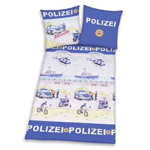 Herding 445103050 Bettw&auml;sche Polizei, 80 x 80 und 135 x 200 cm, Linon Preisvergleich