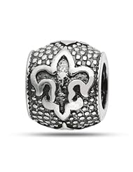 Fleur De Lis Bead In Sterling Silver