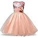 NNJXD Girl Flower Sequin Princess Tutu Tulle Baby Party Dress Size 3 Years Pink
