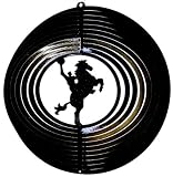 Stainless Steel Cowboy - 12 Inch Wind Spinner, Black