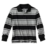 Boys Cherokee Gray Stripe LongSleeve Ultimate Polo Shirt M810