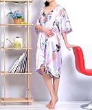 Women's Exquisite Chemise & Robe Set With Hand Painted Art - Purple