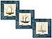 wallsthatspeak 3 Blue Sailboat Art Prints Sailing Themed Nautical Ocean Decor 12x12