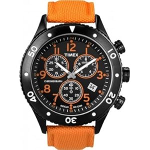 Timex T2N085 Mens T Series Orange Nylon Strap Chronograph Watch