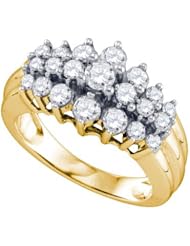 1.04 Carat (ctw) 10K Yellow Gold Round Cut Diamond Ladies Right Hand Cluster Ring 1 CT