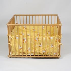 Wooden playpen 100x75 cm yellow insert incl.
