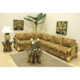 Aloha Upholstered Bamboo 2 Piece Sectional in Natural Fabric: Banana Bay Chili