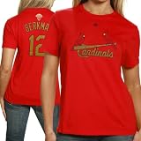 MLB Majestic Lance Berkman St. Louis Cardinals #12 Ladies 2012 Gold Program Wordmark T-Shirt - Red (Small)