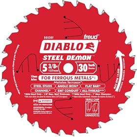 Diablo D0530F 5-3 8 x 30-Tooth Steel Demon TCG Ferrous Cutting Circular Saw Blade 5 8... by Freud