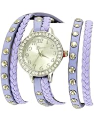 Geneva Womens Rhinestone Mother of Pearl Wrap-around Watch-Purple