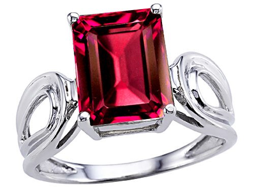 Original Star K(tm) Large Emerald Cut 10x8mm Created Ruby Solitaire Ring