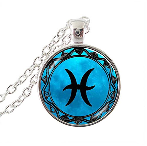 Zodiac Symbol Pendant Pisces Blue Moon Pisces Zodiac Necklace Astrology Horoscope Jewelry Statement Necklace Women Jewellery