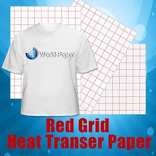 Iron-on Heat Transfer Paper for Light Fabrics - Red Grid - 8.5" X 11" 50 Sheets